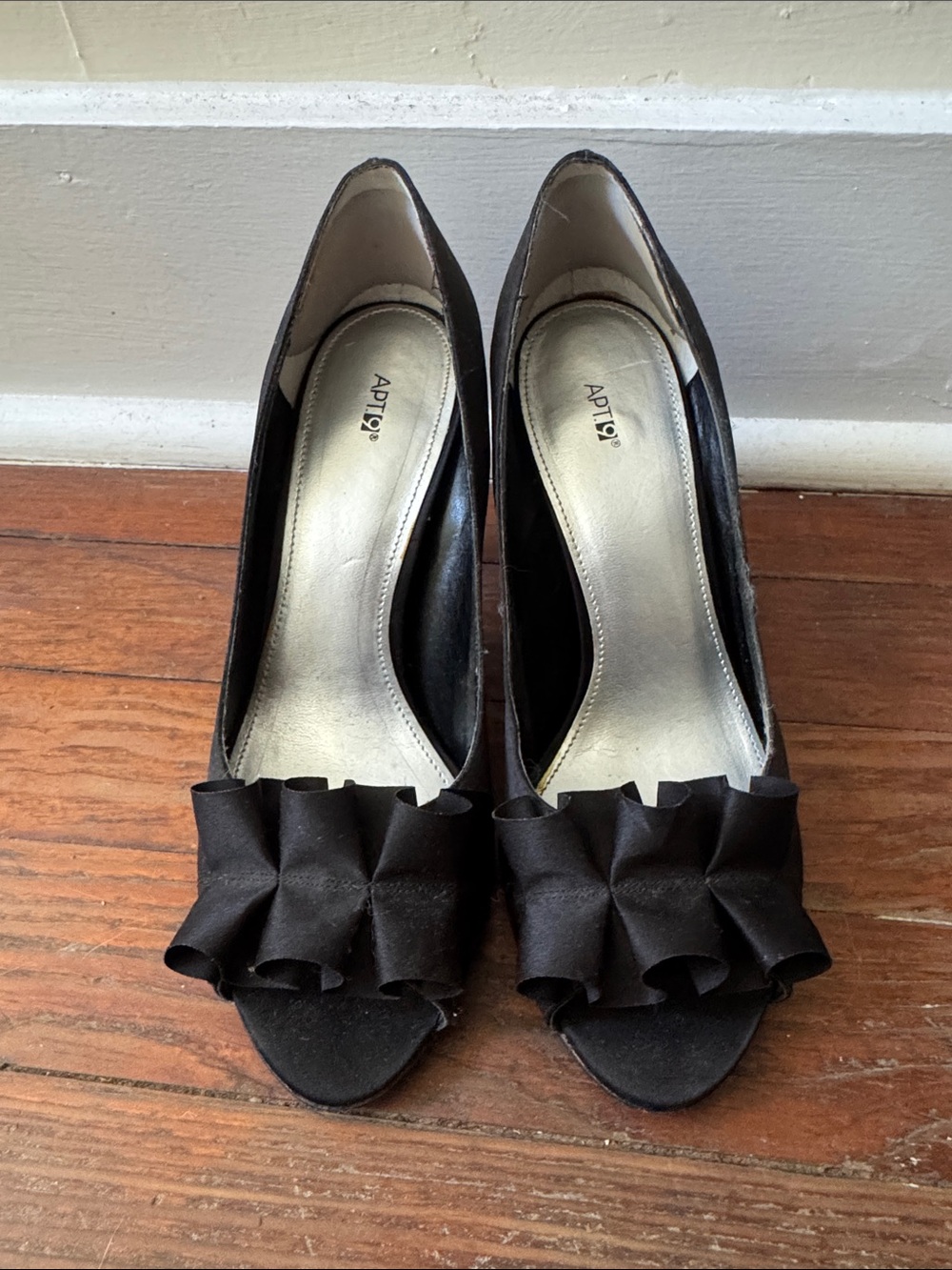 Apt. 9 Black Ruffle Peep-Toe Heels